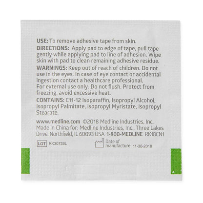 Medline® Adhesive Remover, 1¼ x 1½ Inch Wipe