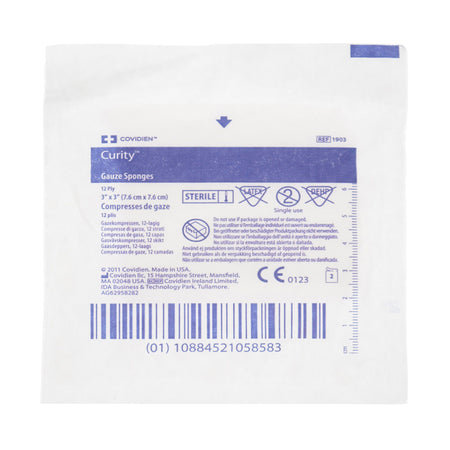 Cardinal 1903 Curity Sterile USP Type VII Gauze Sponge, 3 x 3 Inch, 12-Ply