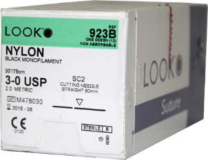 Surgical Specialties 705372 LOOK Nylon Nonabsorbable Suture with Needle, Conventional Cutting