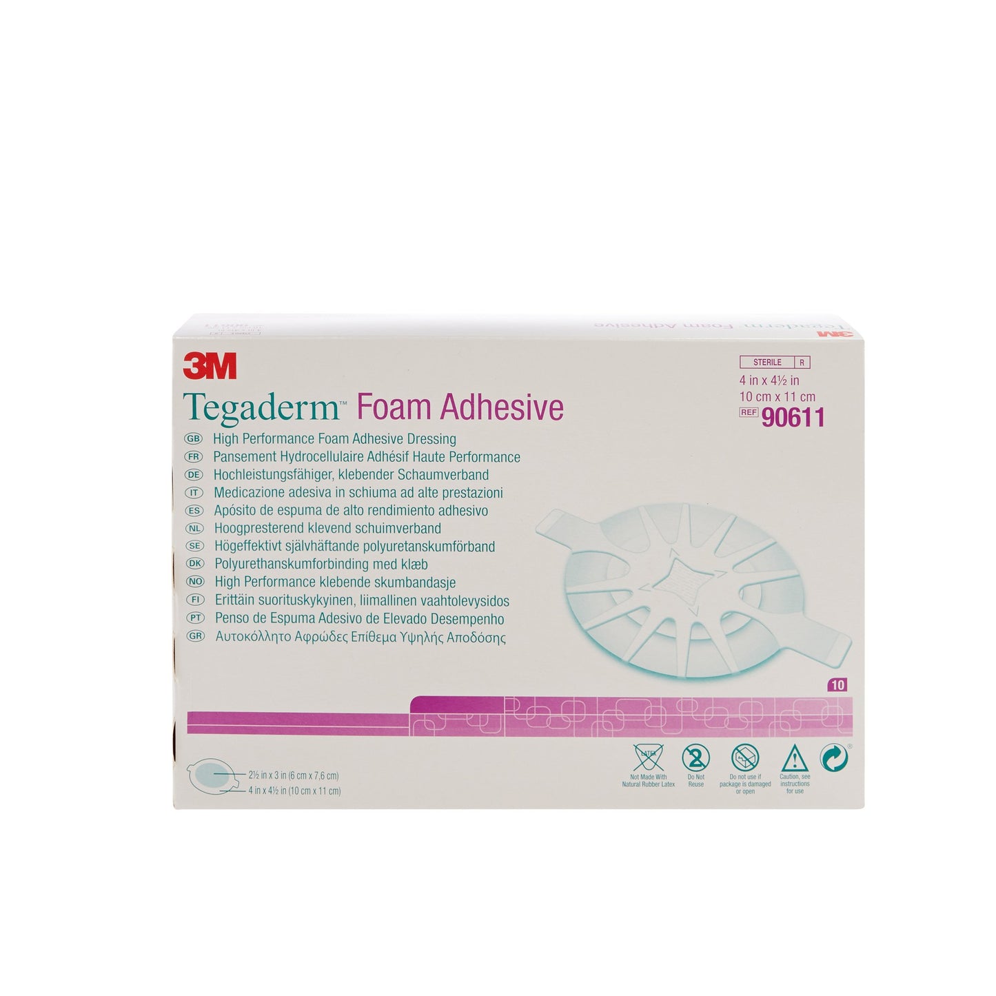 3M™ Tegaderm™ High-Performance Foam Dressing Adhesive, 4 x 4½ Inch