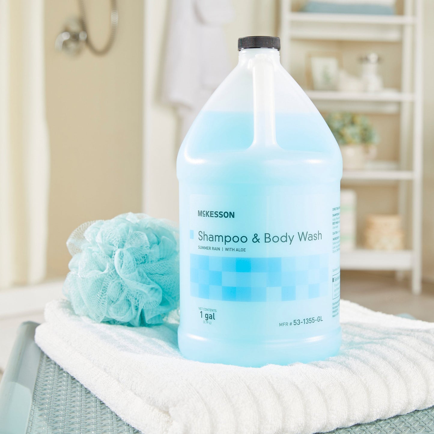 McKesson two-in-one shampoo and Body Wash, Summer Rain Scent, 1 Gallon Jug