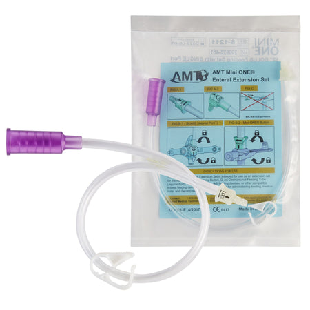Applied Medical Technology Inc 8-1211 Mini ONE Straight Connector with Bolus Adapter, 12 Inch, Purple