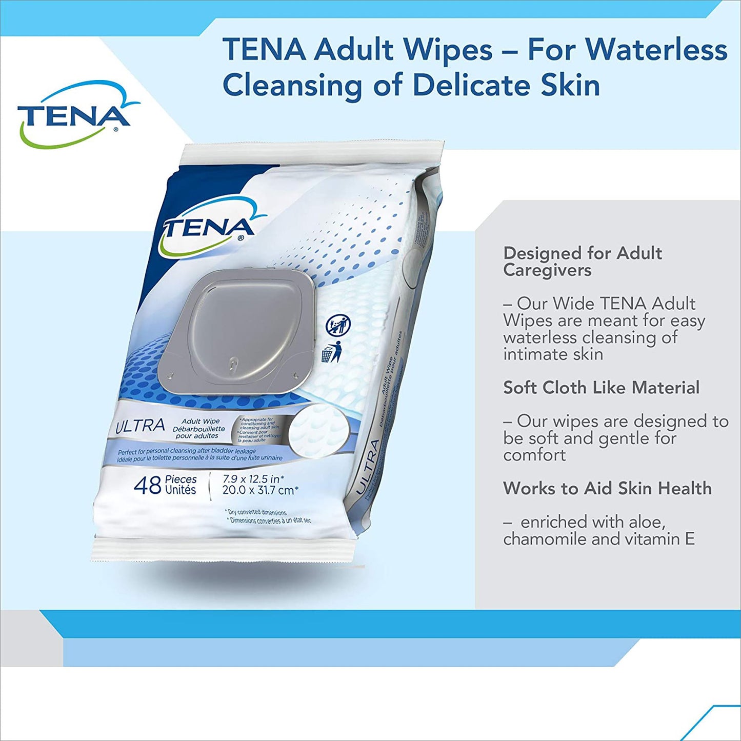 Tena® Classic Disposable Washcloth, Alcohol-Free, Scented, Regular Use
