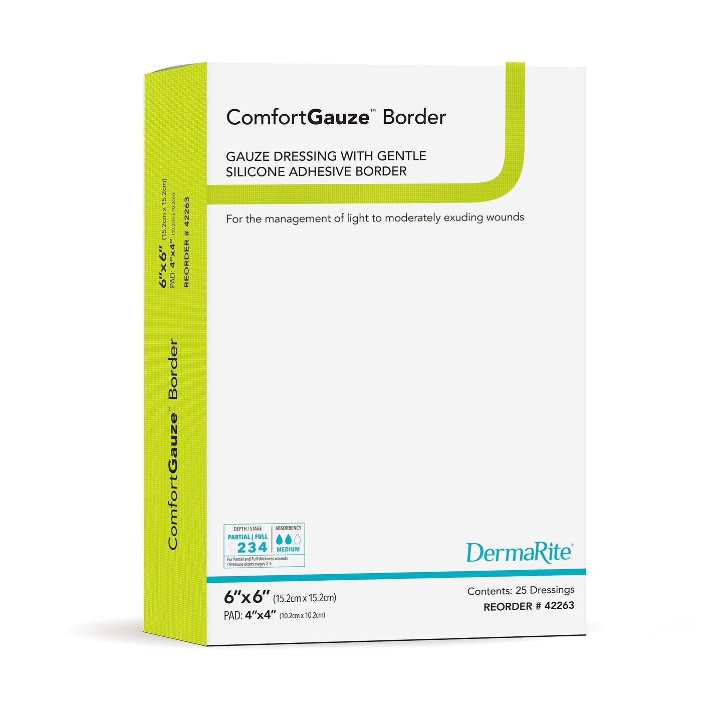 ComfortGauze™ Island Dressing with Silicone Border, 6 x 6 Inch