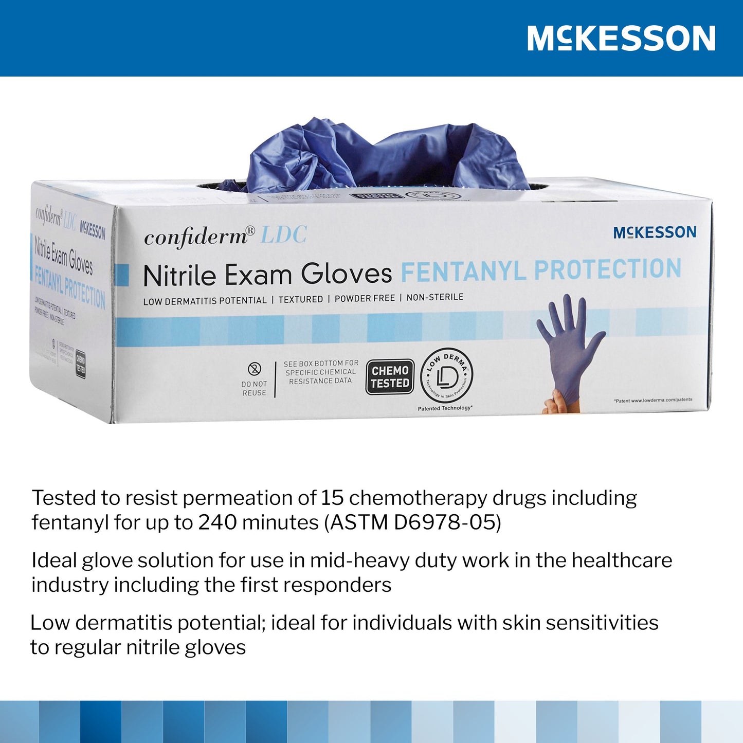 McKesson Confiderm® LDC Exam Glove, Extra Large, Blue