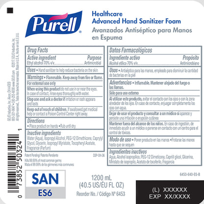 Purell® Healthcare Advanced Hand Sanitizer Foam 1200 mL Refill for ES6 Dispenser