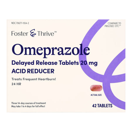 McKesson 70677110402 Foster & Thrive Omeprazole 20 mg Delayed Release Tablets
