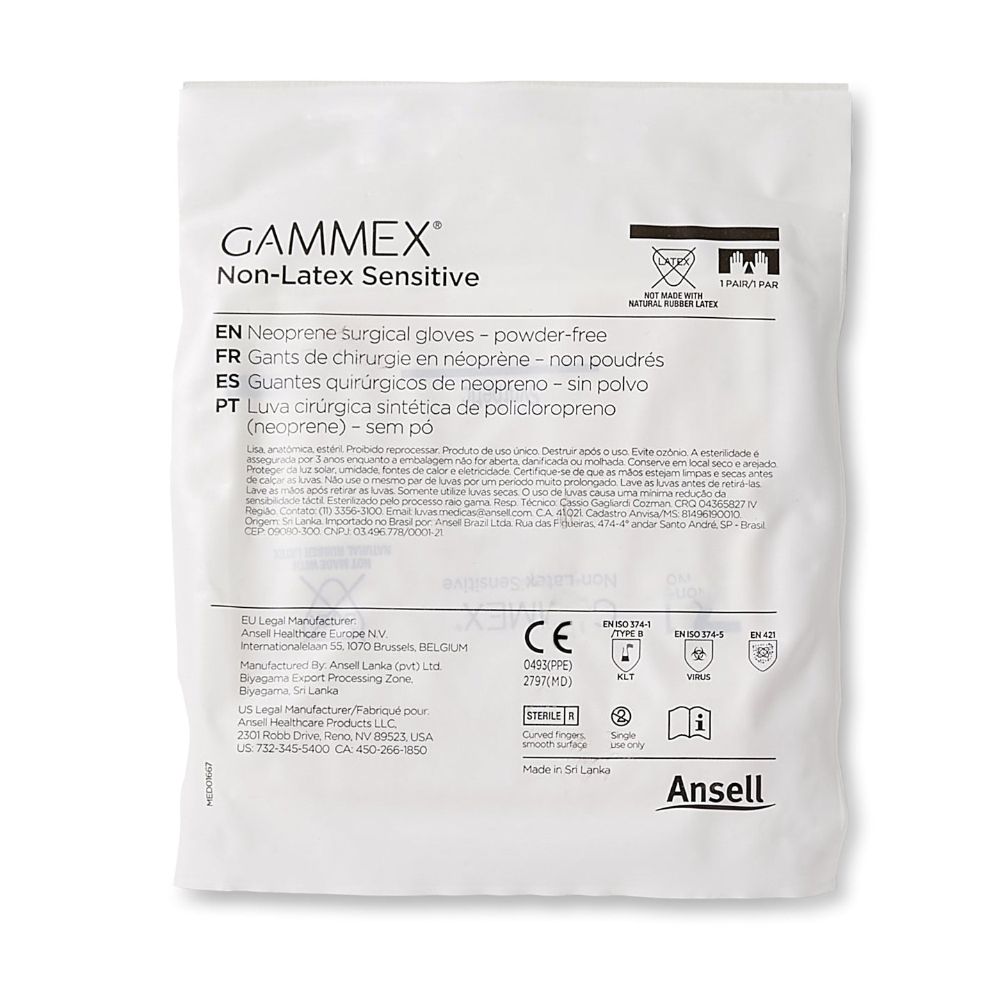 Gammex® Non-Latex Sensitive Polychloroprene Surgical Glove, Size 8.5, Cream