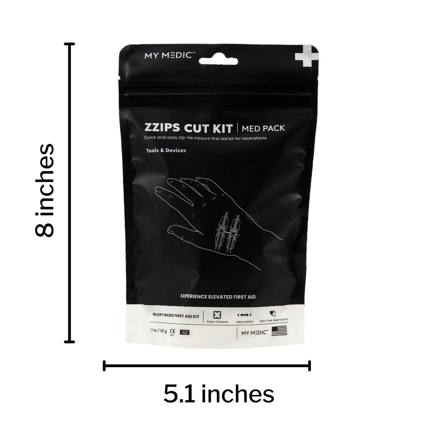 Med Packs™ Zzips First Aid Kit for Cuts, Lacerations in Portable Pouch
