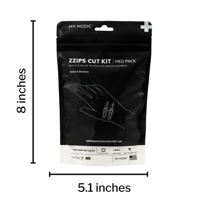 Med Packs™ Zzips First Aid Kit for Cuts, Lacerations in Portable Pouch