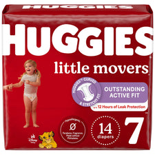 Unisex Baby Diaper Huggies® Little Movers Size 7 Disposable Moderate Absorbency