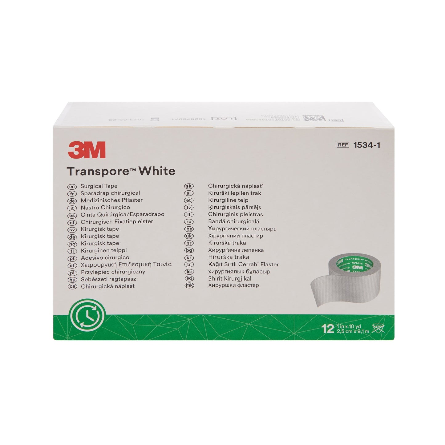 3M Transpore Plastic Medical Tape, 1 Inch x 10 Yard, White by Solventum Corporation product image - view 2
