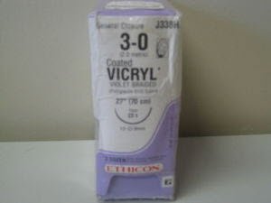 Ethicon J338H Coated Vicryl Polyglactin 910 Absorbable Suture with Needle, Taper Point Braided