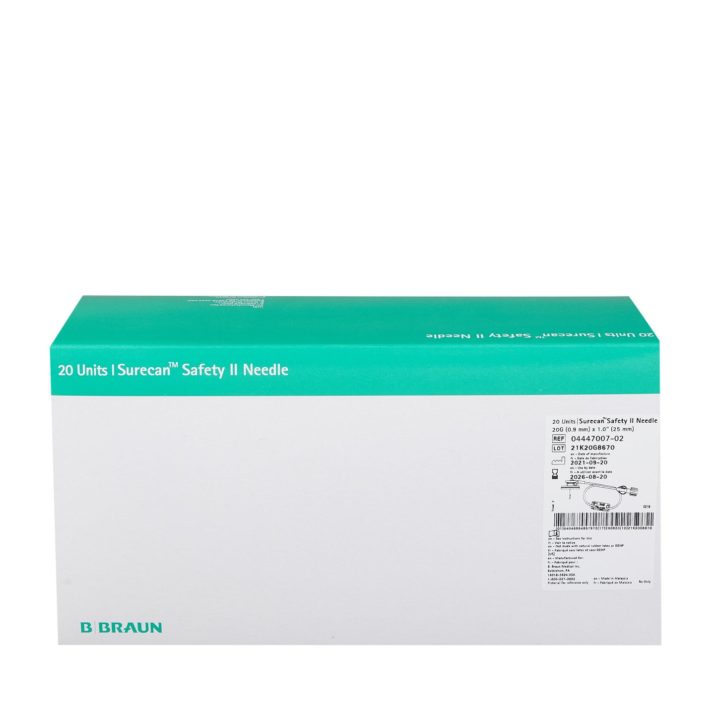 Huber Needle Infusion Set Surecan™ Safety II 20 Gauge 1 Inch 7-1/2 Inch Tubing Without Port