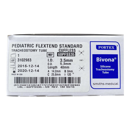 ICU Medical 60PFSS35 Bivona FlexTend Plus Pediatric Tracheostomy Tube, Size 3.5