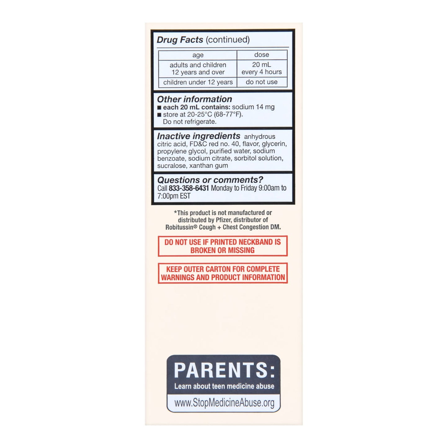 Foster & Thrive™ Adult Tussin DM Liquid, Raspberry Flavor