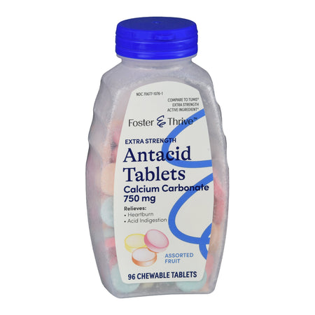 McKesson 70677107601 Foster & Thrive Extra Strength Antacid Calcium Carbonate Chewable Tablet, Fruit