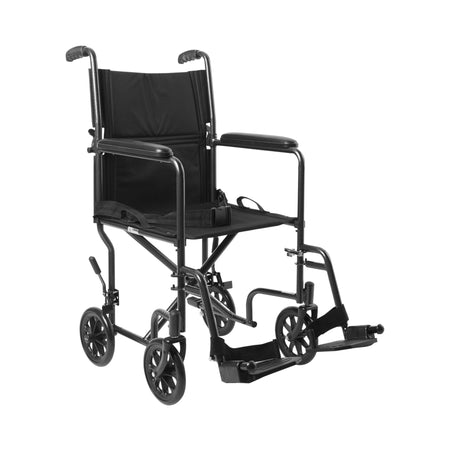 McKesson 146-TR39E-SV Lightweight Transport Chair, Black with Silver Vein Finish