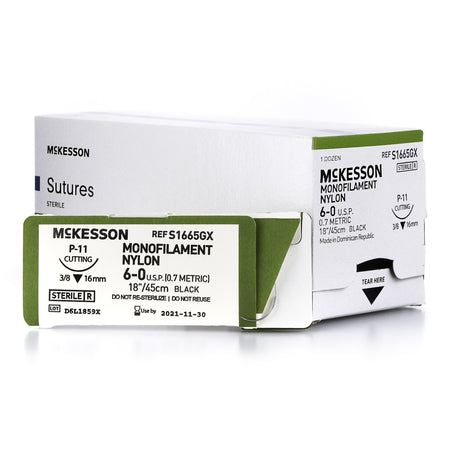 McKesson S1665GX Nonabsorbable Suture with Needle, P-11 Precision Reverse Cutting Monofilament