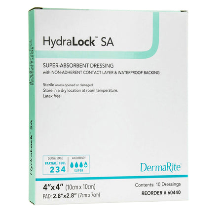 DermaRite 60440 HydraLock Super Absorbent Dressing, 4 x 4 Inch