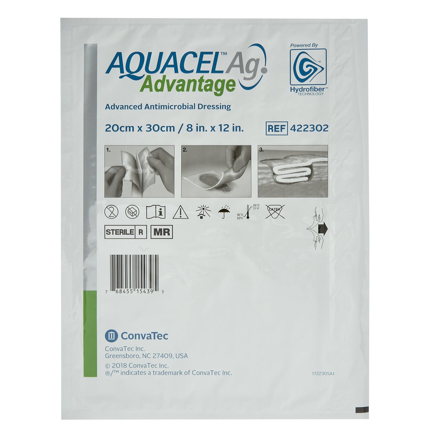 Aquacel® Ag Advantage Silver Dressing, 8 x 12 Inch