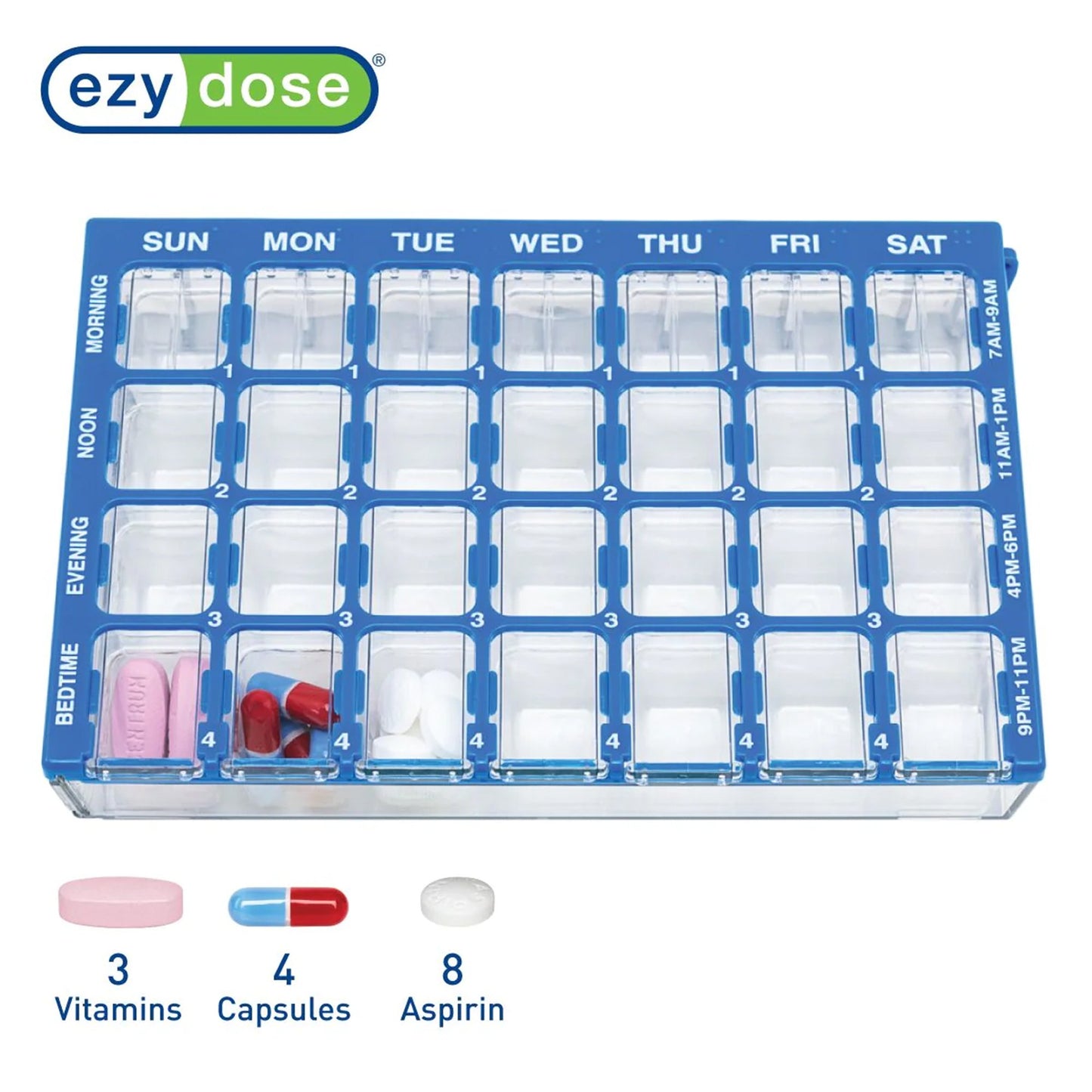 Pharmadose® Locking Pill Planner 7-Day, Four Times a Day Pill Organizer