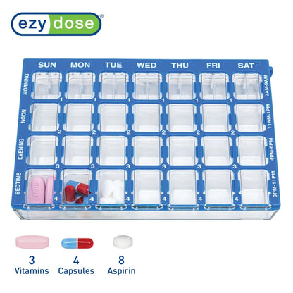 Pharmadose® Locking Pill Planner 7-Day, Four Times a Day Pill Organizer