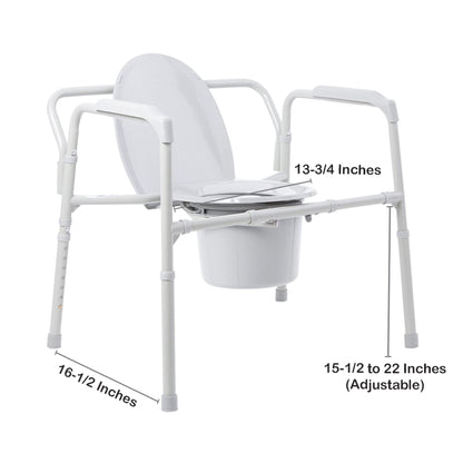 McKesson Fixed Arm Steel Folding Commode Chair, 15½ – 22 Inch