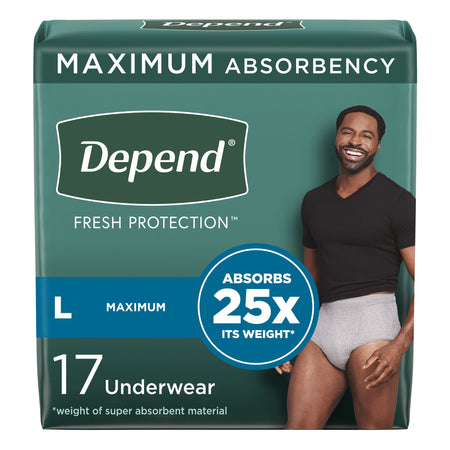 Kimberly-Clark 47926 Depend Fresh Protection Men's Maximum Absorbency Underwear, Large