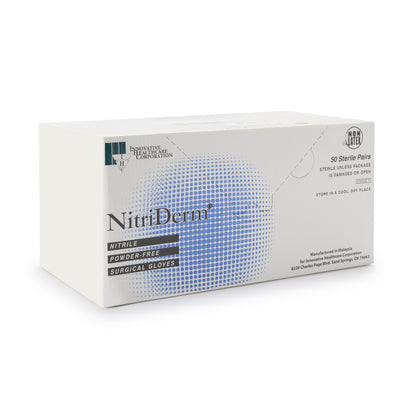 Surgical Glove NitriDerm® Size 6 Sterile Nitrile Standard Cuff Length Fully Textured White Chemo Tested