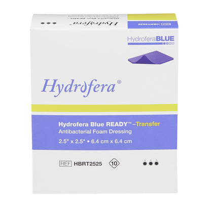 Antibacterial Foam Dressing Hydrofera BLUE® READY-Transfer 2-1/2 X 2-1/2 Inch Without Border Without Film Backing Nonadhesive Square Sterile