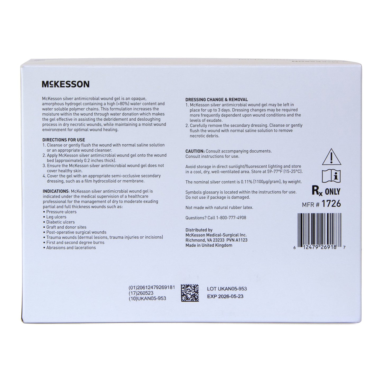 Silver Wound Gel McKesson NonSterile