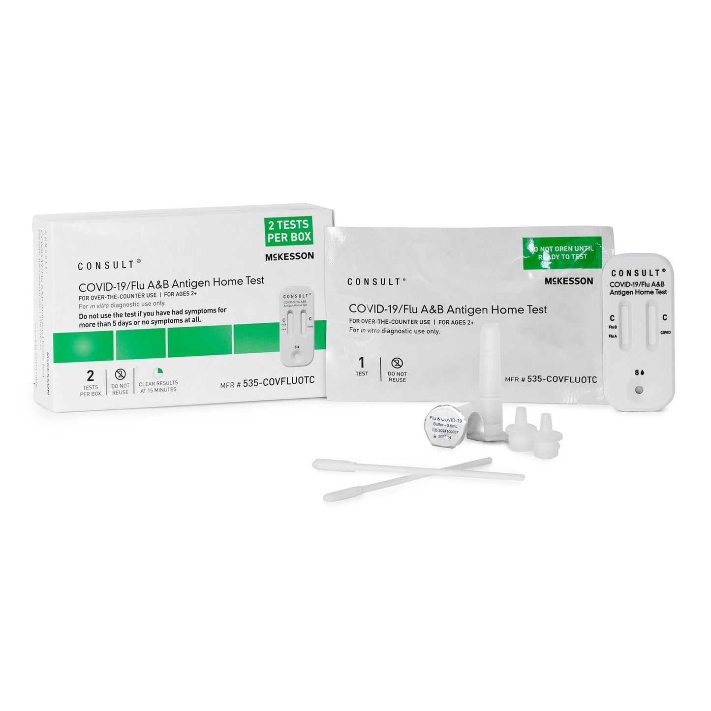 McKesson Consult® 535-COVFLUOTC COVID-19/Flu A & B Antigen Home Test