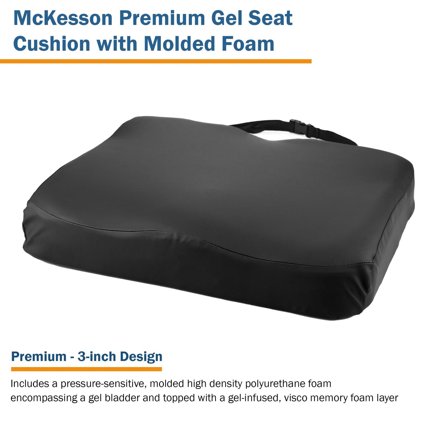 McKesson Premium Molded Foam Seat Cushion, 20 x 16 x 3 Inch