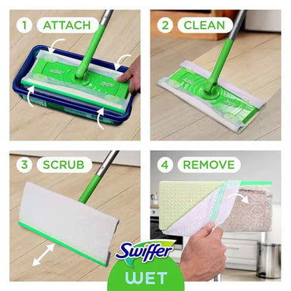 Saturated Wet Mop Pad Swiffer® Wet Bound Edge White Cloth Disposable