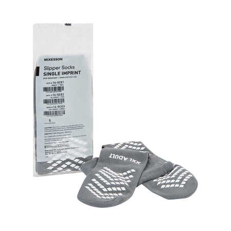 McKesson 16-SCE3 Single Tread Slipper Socks, 2X-Large, Gray