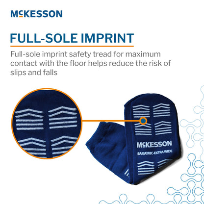 Slipper Socks McKesson Unisex Adult Bariatric / X-Wide Double Tread Single Patient Use Royal Blue