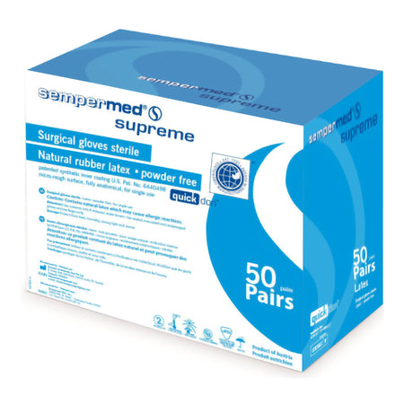 Sempermed SPFP650 Supreme Latex Surgical Glove, Size 6.5, Ivory