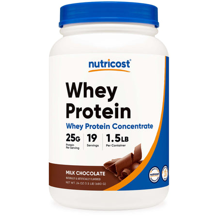 Nutricost NCW025102 Oral Supplement Whey Protein Concentrate Chocolate Flavor Powder 1.5 lb. Canister