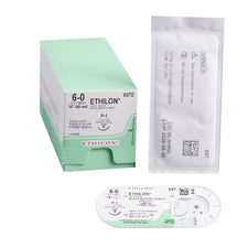 Ethicon 697G Nonabsorbable Suture with Needle Ethilon™ Nylon P-1 3/8 Circle Precision Reverse Cutting Needle Size 6-0 Monofilament