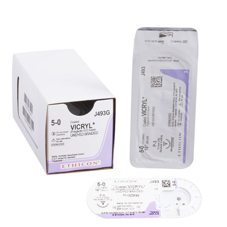 Ethicon J493G Coated Vicryl Polyglactin 910 Absorbable Suture with Needle, Precision Reverse Cutting