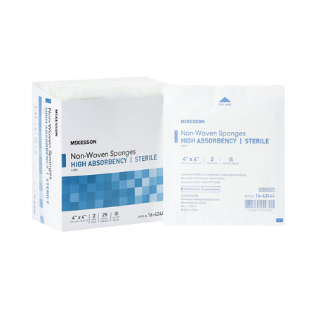 McKesson 16-42444 Sterile Nonwoven Sponge, 4 x 4 Inch, 4-Ply