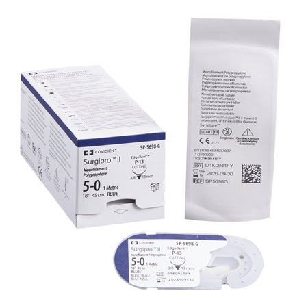 Covidien SP-5698-G Surgipro Polypropylene Nonabsorbable Suture with Needle, Precision Reverse Cutting