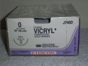 Ethicon J740D Coated Vicryl Polyglactin 910 Absorbable Suture with Needle, Taper Point Braided