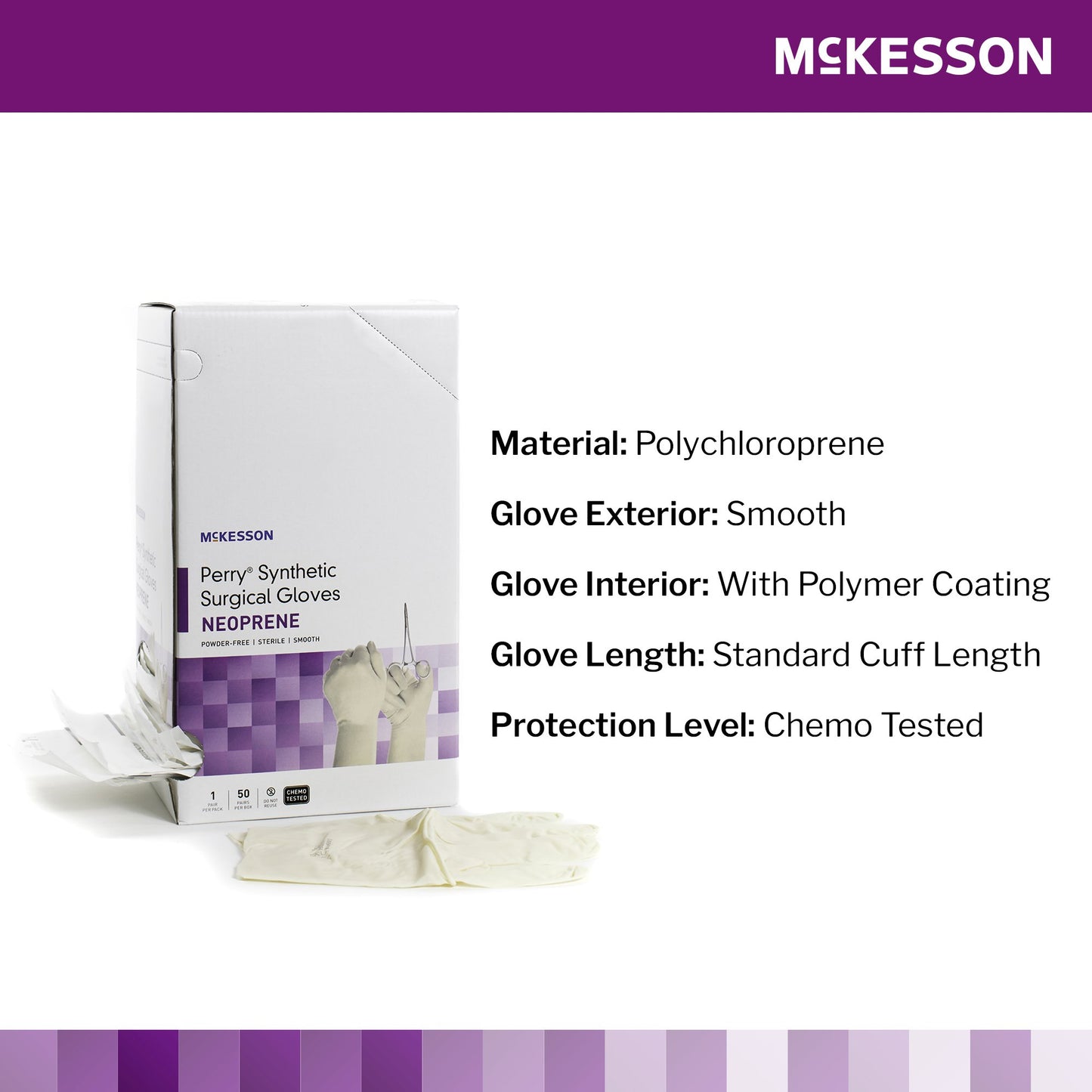 McKesson Perry® Polychloroprene Surgical Glove, Size 7.5, Cream
