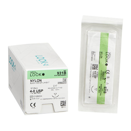 Surgical Specialties 931B Nylon Nonabsorbable Suture with Needle, Reverse Cutting Monofilament