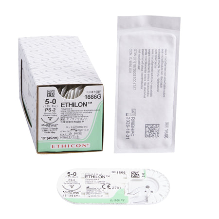 Ethicon 1666G Ethilon Nylon Nonabsorbable Suture with Needle, Precision Reverse Cutting Monofilament
