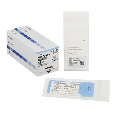 McKesson 1034516 Silk Nonabsorbable Suture with Needle, C-13, Braided