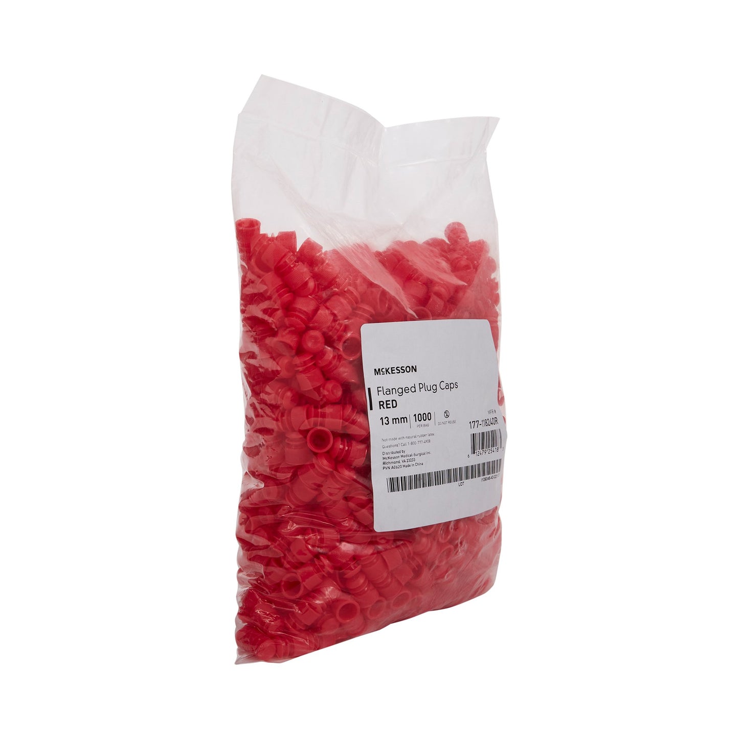 McKesson Tube Closure Flanged Plug Cap Red Polyethylene 1000 per Bag