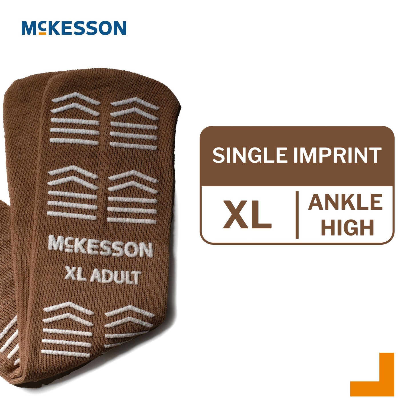 Slipper Socks McKesson Unisex Adult X-Large Double Tread Single Patient Use Tan
